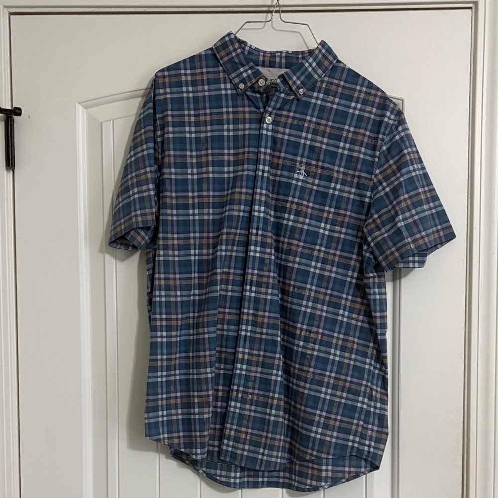 Original Penguin Navy Plaid Men's Shirt